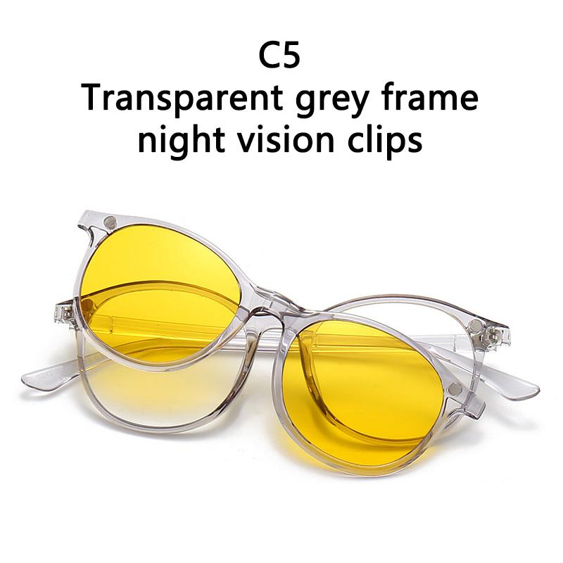 2 In 1 Magnetic Polarized Sunglasses Soft Transparent Color Frame Clear Lens Sun Glasses Classic Vintage Sunshades