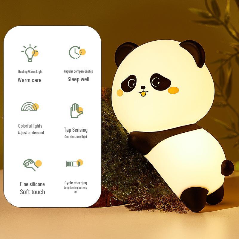 Panda Night Light with Tap Decompression, Timer, and Sleep Aid for Bedside and Breastfeeding; Ideal Birthday Gift.