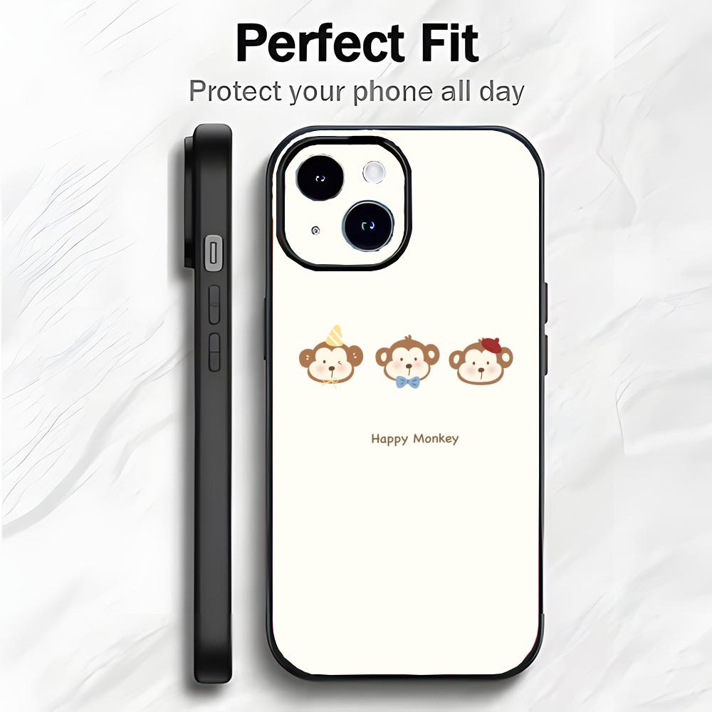 Cute Funny Art Three Monkeys Phone Case Phone Case Soft Packaging Lightweight For iPhone17 16 15 14 13ProMax