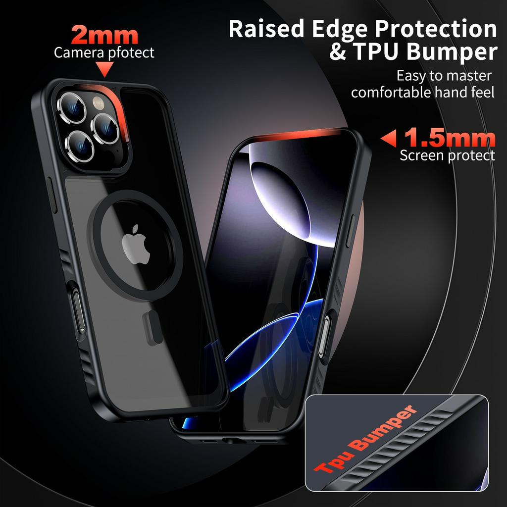 For iPhone 16 Case Compatible with MagSafe TPU+PC Shockproof Phone Back Cover