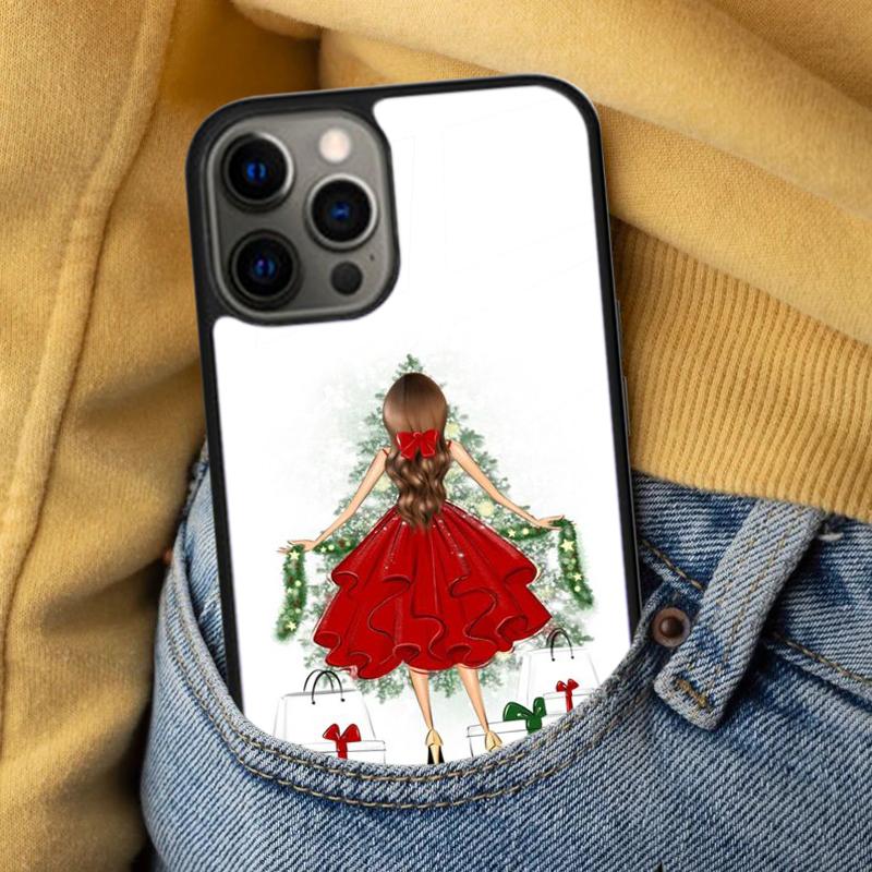 Christmas Girls Tree Gift Soft Phone Case for iPhone 17 Air 16e Pro Max 15 Pro 13 14 Plus 11 12 MagSafe Magnetic Coque