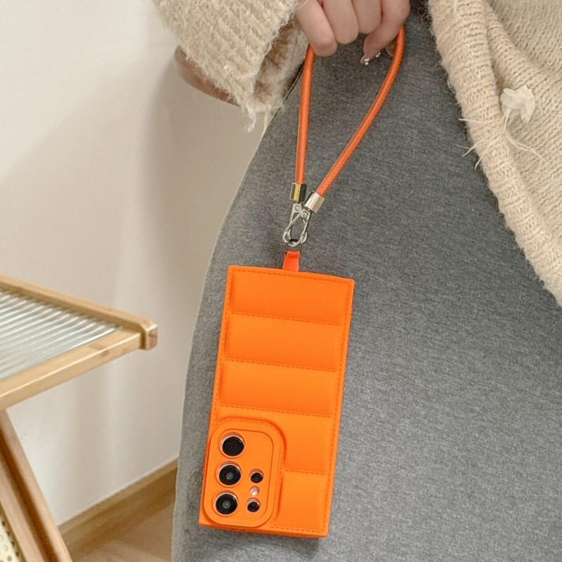 Luxury Wrist Strap Lanyard Case for Samsung Galaxy S25 S24 S23 S22 S21 Plus FE Ultra A26 A36 A56 A35 A55 The Puffer Soft Cover