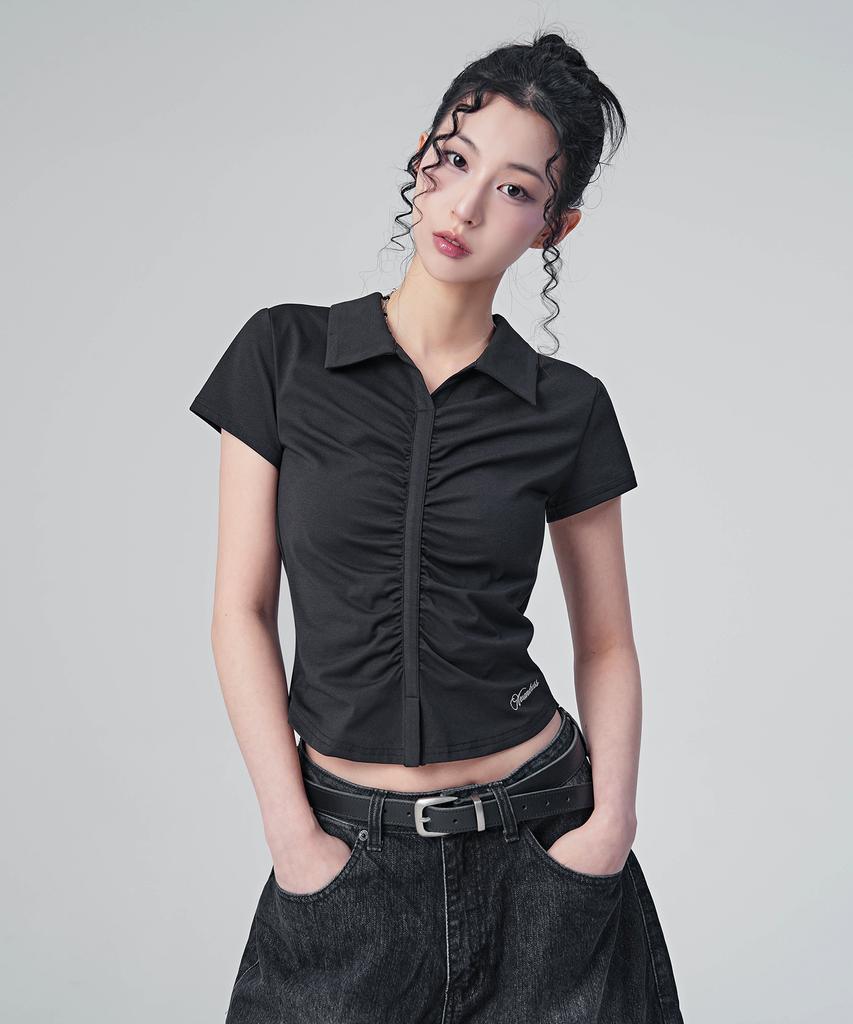 AVANDRESS Bellin Sorona Collar Shirring Tee_3 Colors