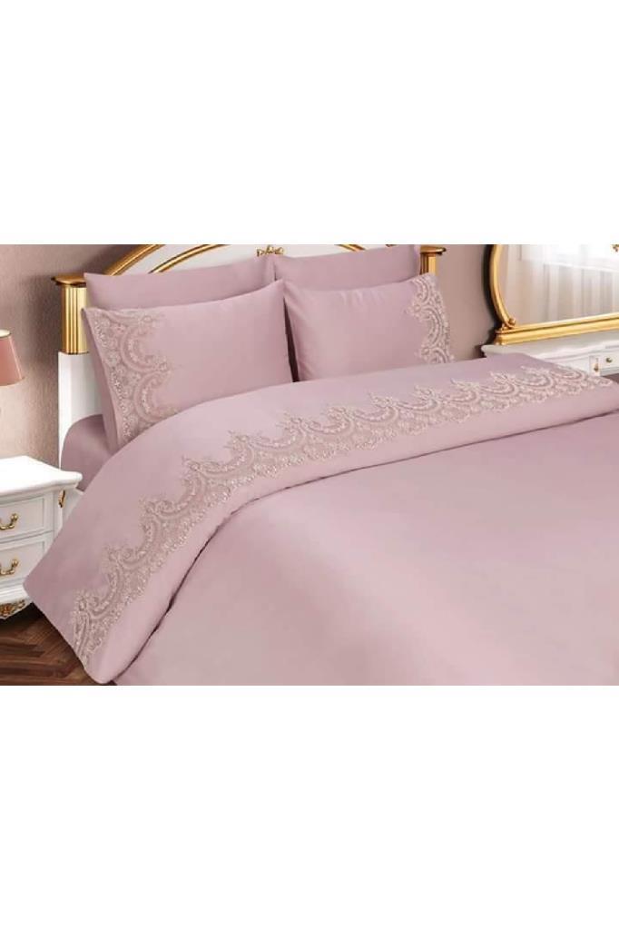 Franse guipure Sultans dekbedovertrekset - poeder