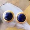 French Romantic Silver Needle Stud Earrings Electroplated Real Gold Stone Gemstone Enamel Glaze Ancient Stud Earrings