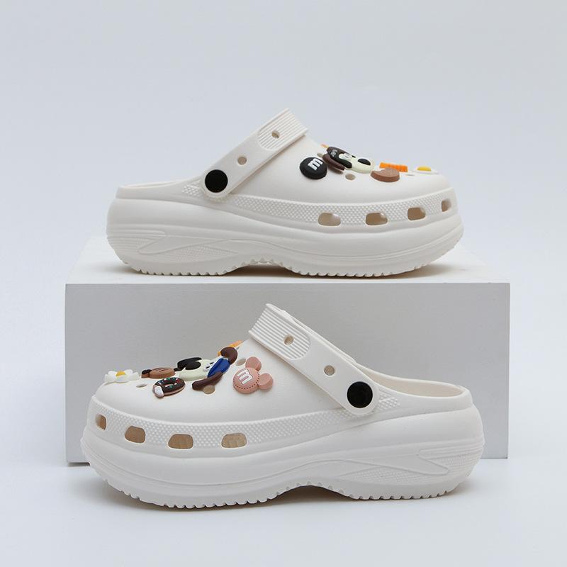 Thick-soled hole shoes women's  new summer wear height-increasing sandals seaside beach bag head half slippers women