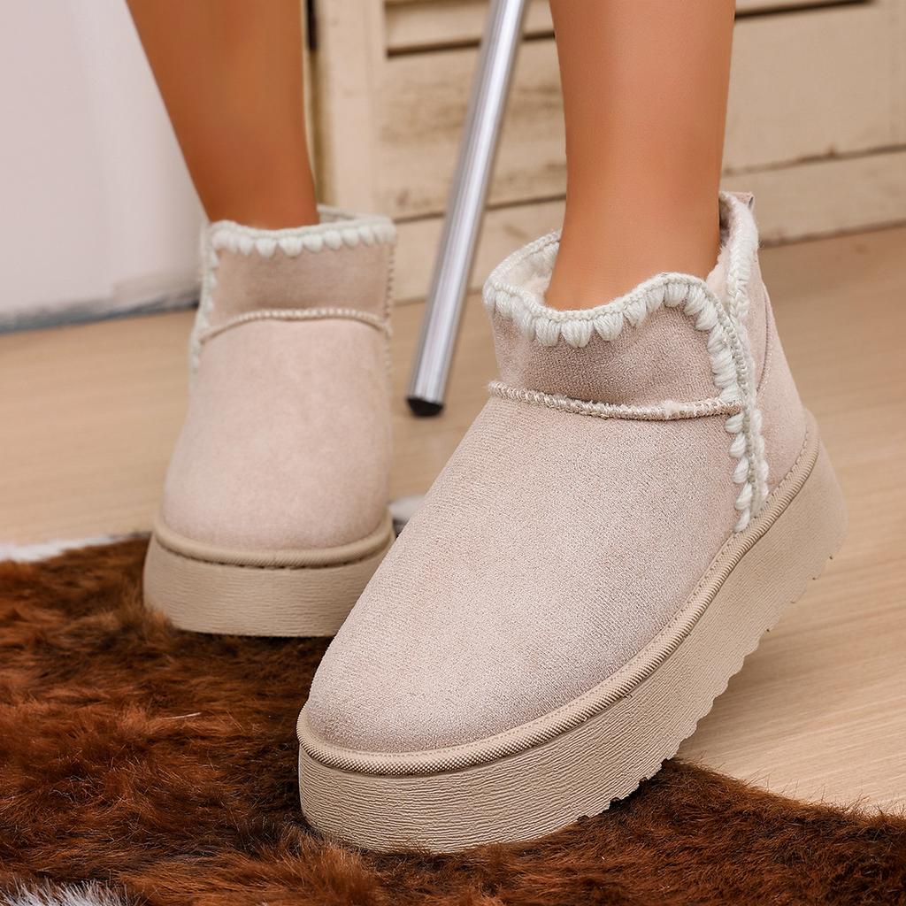 Winter Round Head Suede Sexy Comfortable Warm Casual Snow Boots Fashionable New Thick-soled Non-slip Walking Boots for Women
