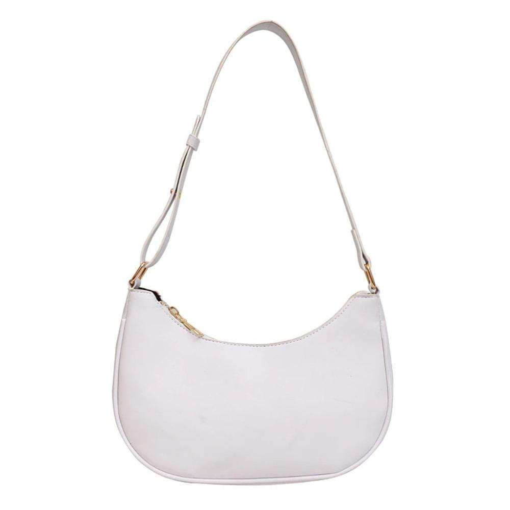 PU Leather Ladies Handbag Simple Armpit Bag Portable Half Moon Underarm Bag  Women