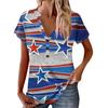 Women's New Button V Neck Fashion Print Short Sleeve Vintage Print T-Shirt Tops Casual Tops Loose T-Shirt Pullover Casual Loose Print Tops