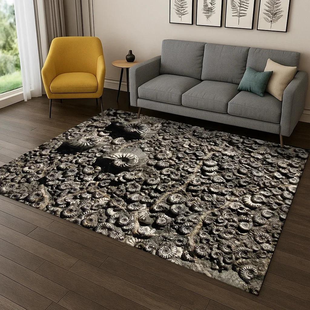 Long-Lasting Durable Dinosaur Fossil Cartoon Carpet - Non-Slip Indoor Floor Mat for Kids Play Area Bedroom Living Room Kitchen
