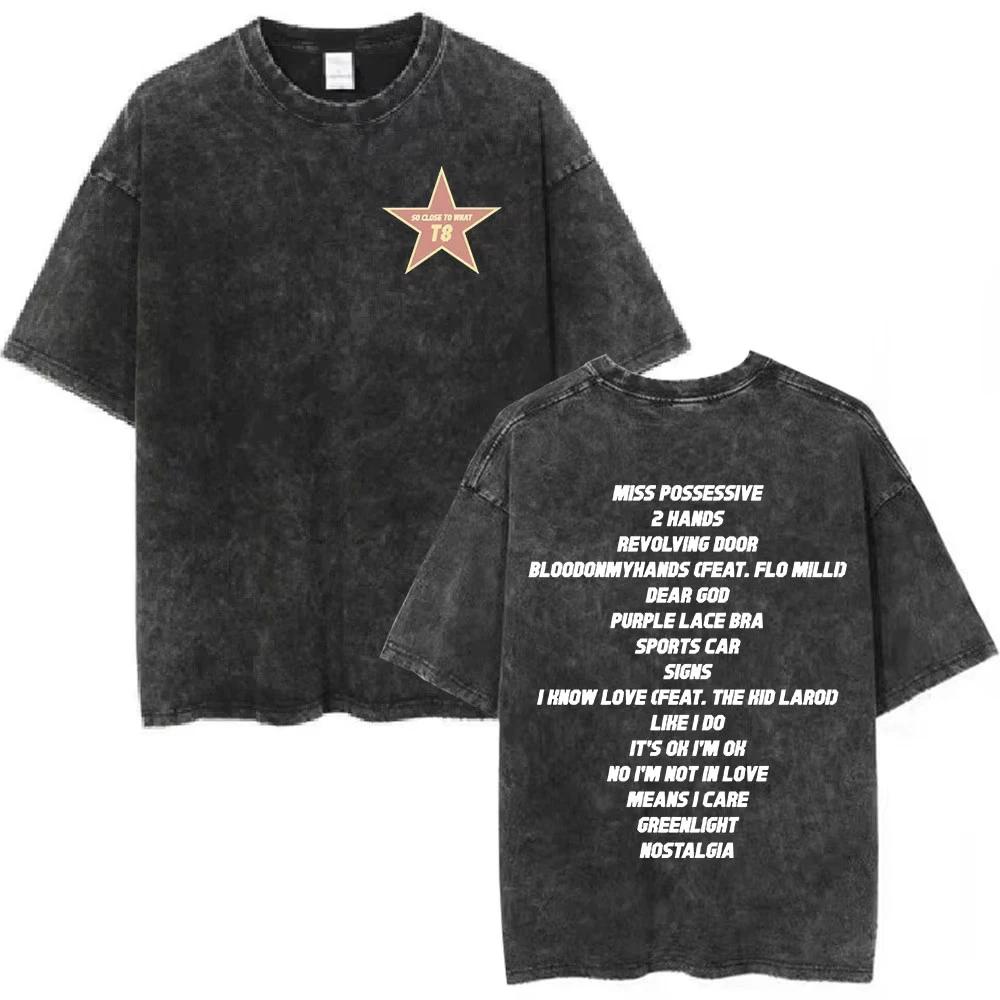 Tate McRae Graphic T Shirt Washed Black Y2K Streetwear Unisex Tee S-XXL L