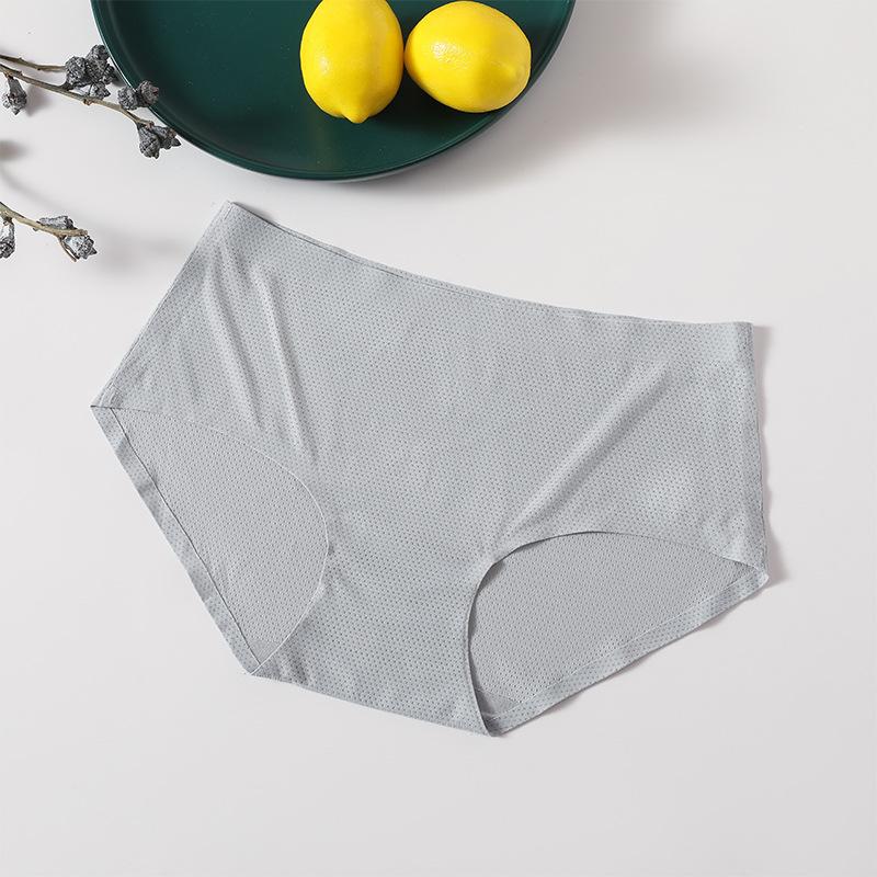 Plus Size Breathable Holes Panties Women Lingerie Solid Knickers Seamless Female Mid-rise Briefs