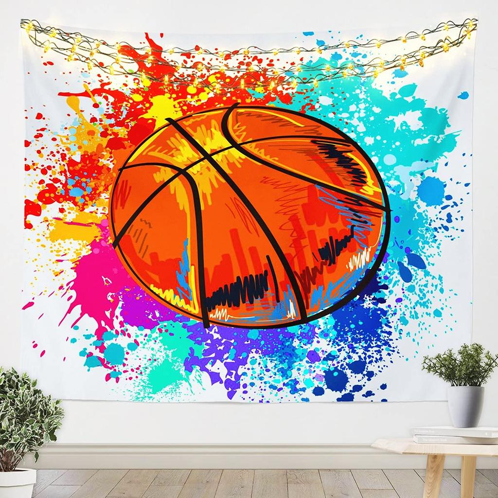 Sports Theme Tapestry for Teen Boys Gift Basketball Tapestry 3D Print Ball Games Wall Hanging For Bedroom Living Room Dorm Decor