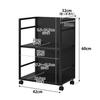 Yamazaki Jitsugyo 4811 Blindfold Wagon Black Approx. W42 X D32 X H60cm Tower Stock Bulk Storage with Casters