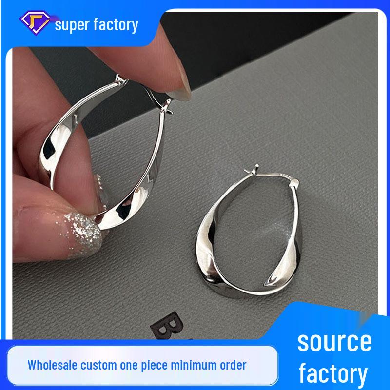 Möbius Sterling Silver Earrings: Minimalist Hoop and Cuff Design for Women