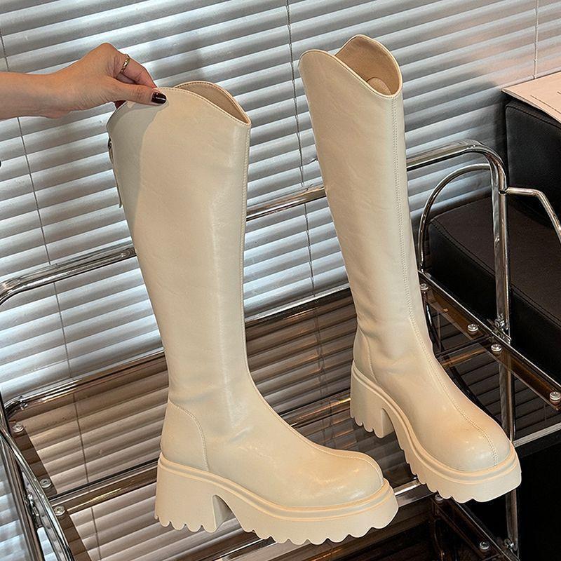 Large tube circumference boots women's versatile thick-soled high boots 2025 new autumn and winter small knight velvet warm woman