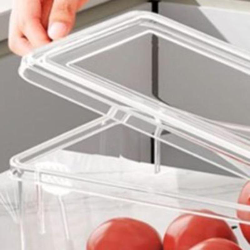 Kühlschrank Organizer Transparente Lebensmittelbox mit Griff Deckel Lebensmittelgeeignet Kühlschrank Organizer Aufbewahrungsbehälter für Obst Gemüse Salate
