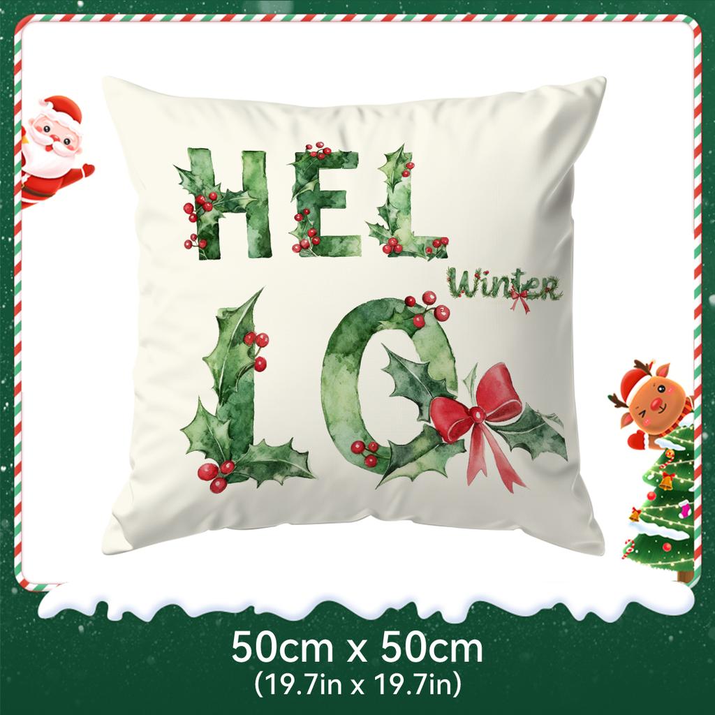 Winter Christmas Bow Design Pillowcase Bedroom Sofa Cushion Cover 100% Polyester Living Room Cushion Pillowcase Home Decor