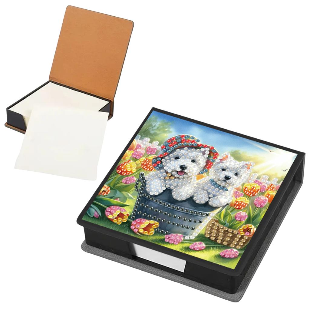 PU DIY Crystal Art Sticky Notes Holder with 160 Sheets Crystal Art Note Box for Home Office and School Supplies