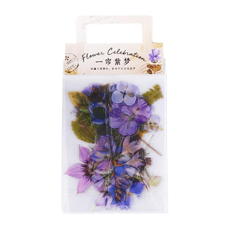 40pcs/pack Fresh Flowers Stickers Transparent Diary Scrapbooking Labels Planner Stickers Decorative Journal Stationery Stickers