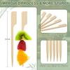 200 Cocktail Picks, 3.5 IN Small Bamboo Skewers for Appetizers, Cupcake Topper Sticks, Flat Paddle Wood Fancy Toothpicks for Appetizers Drinks Food