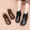Boty z pravé bavlny z vlny středního věku plus samet pro udržení tepla a neklouzavé kožené boty pro střední a starší osoby Krátké kozačky
