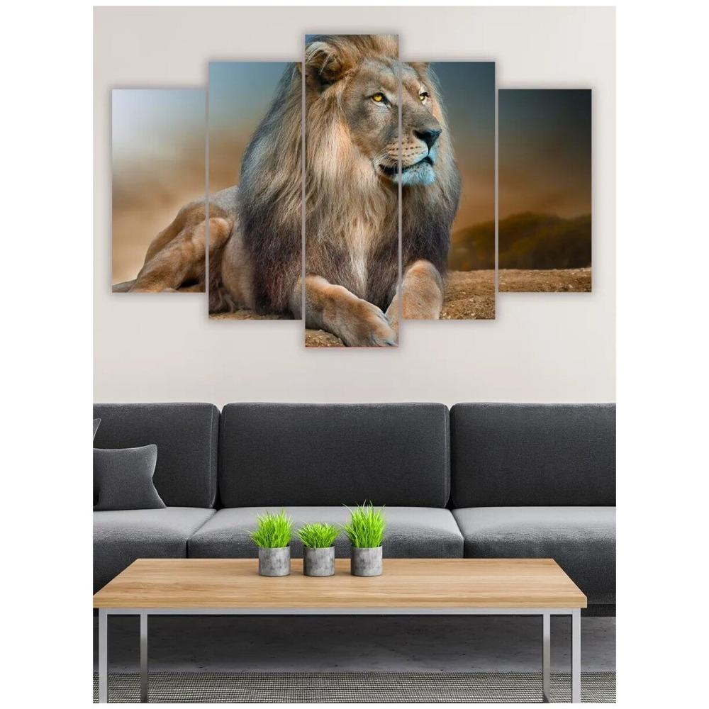 5-teiliges Set Löwe modulares Wandbild "pastell" Wanddekoration Leinwandmalerei Kunstwerk, Heim Wohnzimmer Dekoration