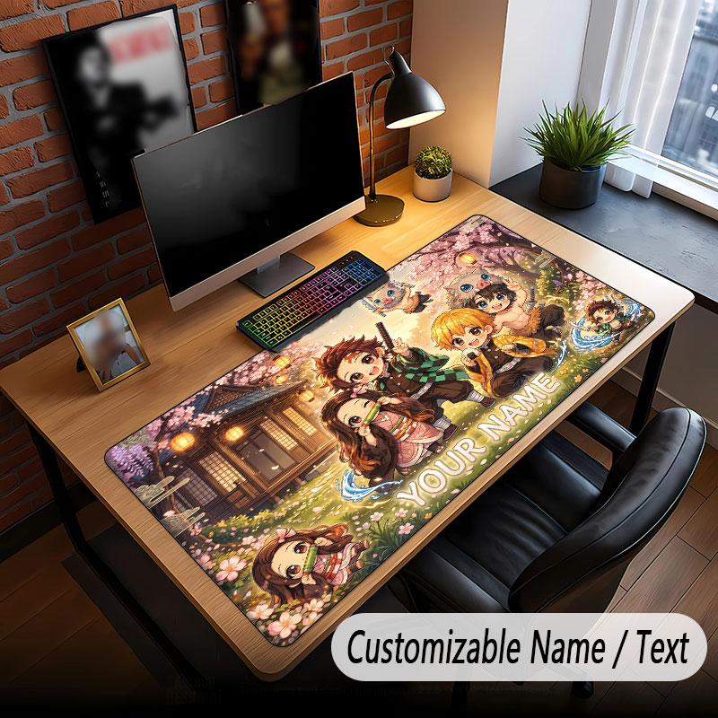 Custom Name Extended Mouse Pad,Demon Slayer Gaming Desk Mat For Home Office Desktop Decor