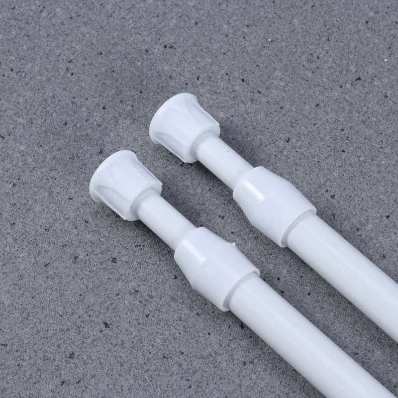 4Pcs Metal Shower Curtain Rod Adjustable Extendable Tension Rod Bathroom Shower Bar Corner Curtain Holder Easy Install No Damage