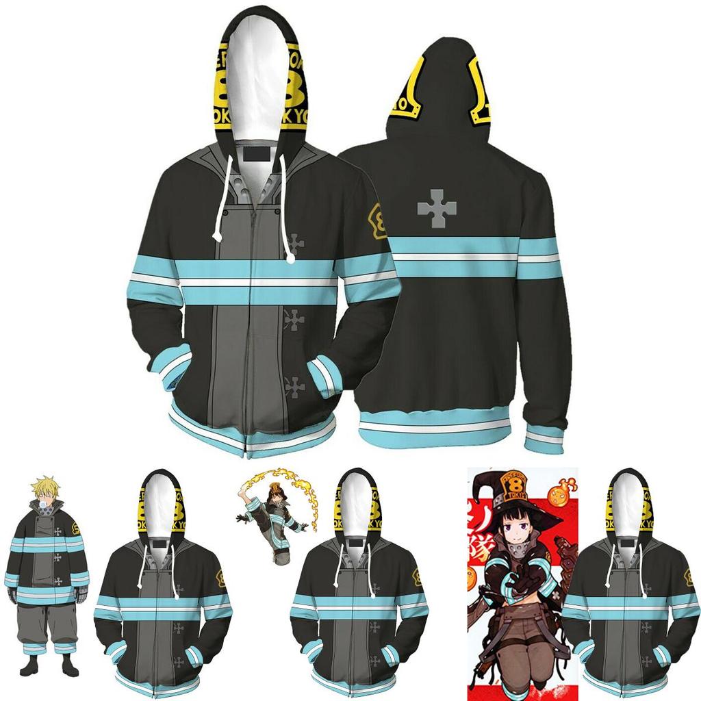 Anime Enn Enn No Shouboutai Fire Force sweat à capuche Firesoldier veste manteau Costumes