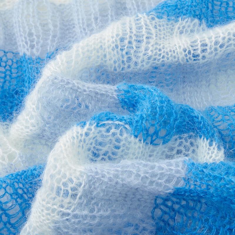 Demana Women's Merino Mohair Blend Hollow-Out Striped Knit Sweater