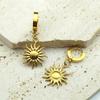 Vintage Sun Pendant Hoop Earrings Female Men Stainless Steel Gold Color Geometric Earring Hip Hop Ear Hoops Piercing Jewelry
