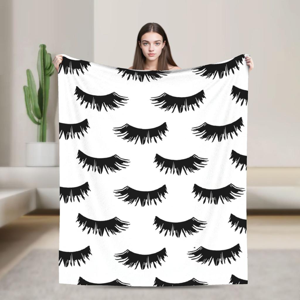 Eyelash Cartoon Eyelashes Blanket Fleece Autumn/Winter Multi-function Lightweight Thin Throw Blankets for Home Office Bedspreads