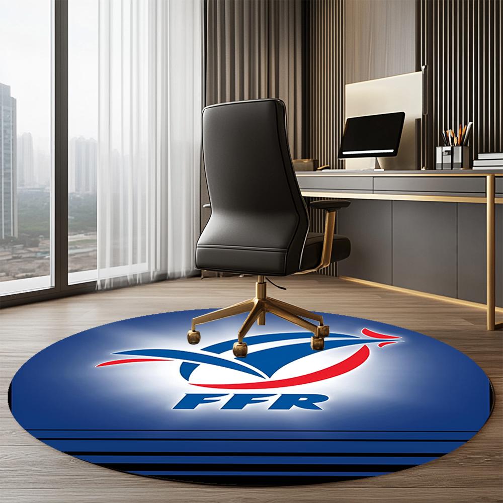 France Rugby Printed Round Rug Carpet Chair Rug Area Rug Entryway Doormats,for Office Chair Living Room Bedroom Kitchen Room.