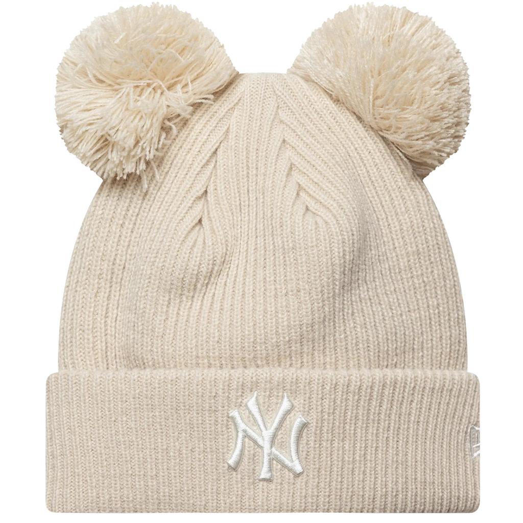 New Era Wmns Double Pom Beanie New York Yankees Hat, Womens Beige Cap