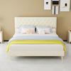 Modern bed, comfortable and soft headboard, 160*200CM, beige, multifunctional bedroom furniture, box bed frame does not include gas rod or mattress.