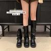 Thick-soled Belt Buckle Pleated Medium Boots Women's 2025 Autumn and Summer New Western Cowboy Short Boots Martin Boots Pant Tube Boots
