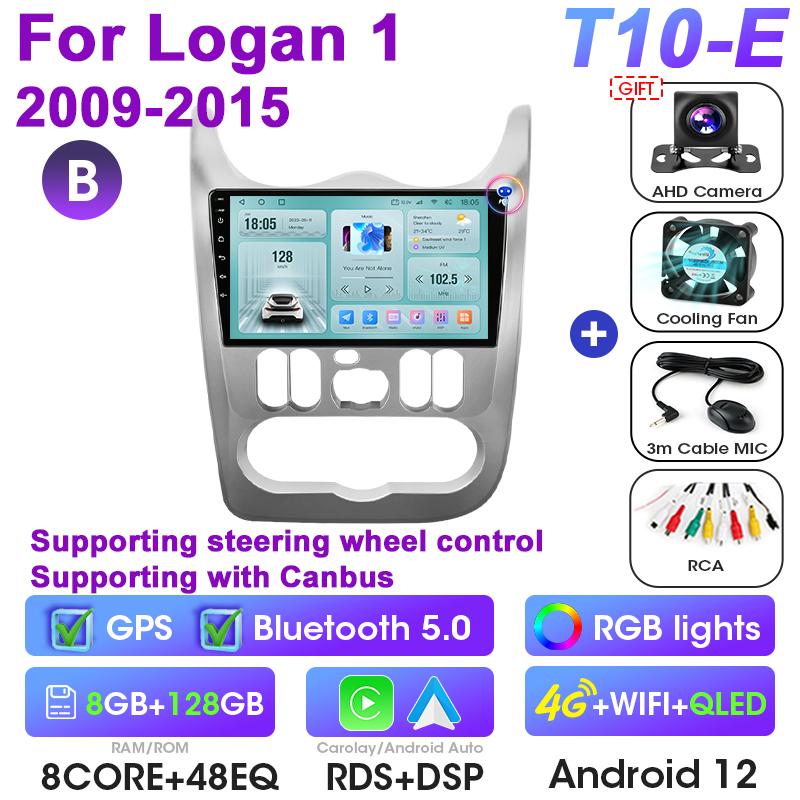 2 Din Android 12 Car Radio For Renault Logan 1 Sandero 2009-2015 Largus Dacia Duster Multimedia Video Player Carplay Auto Stereo