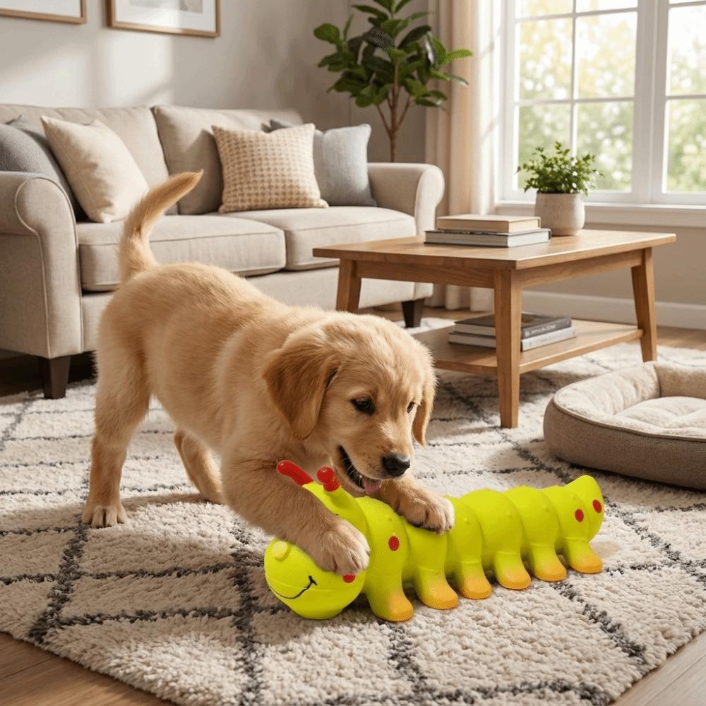 Latex Dog Chew Toy Caterpillar Shape Dog Grinding Teeth Stick Pet Squeaky Toy Outdoor