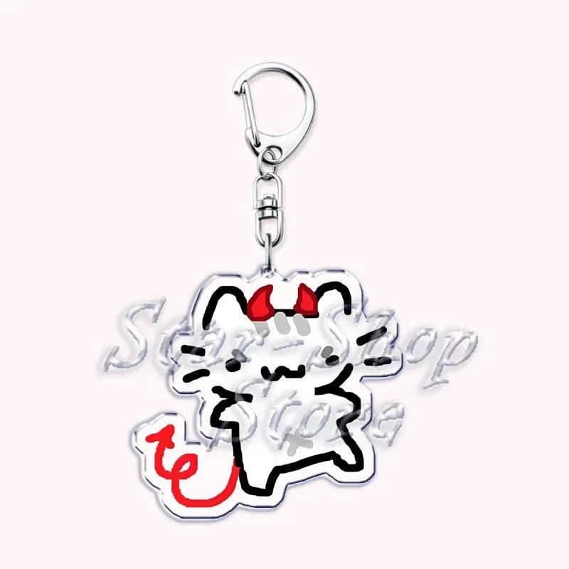 Kawaii Little Cat with Flower Keychains Strawberry Kitten Keyring for Accessories Bag Key Chain Ring Jewelry Fans Friends Gifts