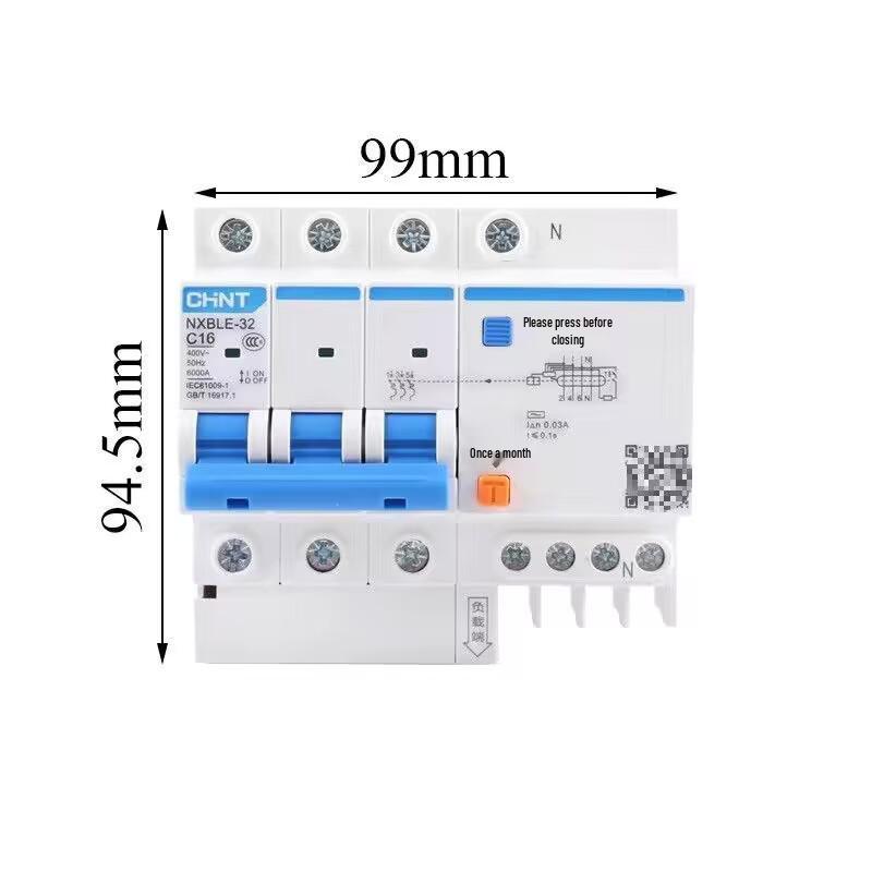 Chint 2P63A Air Switch with 32A RCCB for Three-Phase Electricity Protection and Household Circuit Breaking