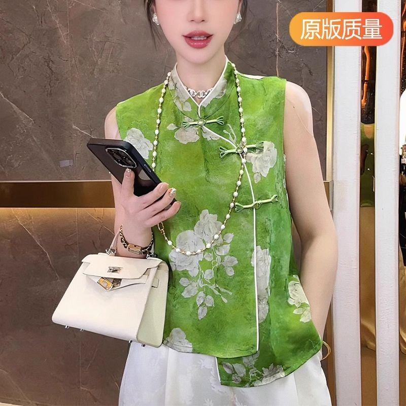 

Summer Summer Top Sleeveless Green Shirt Sleeveless Top M [Recommended below 50kg] зелёный