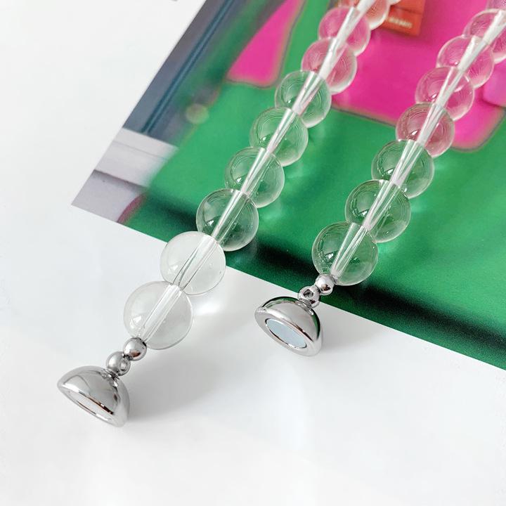 Korean Minimalist Black Agate Beaded Necklace with Freshwater Pearl Clavicle Chain for Women