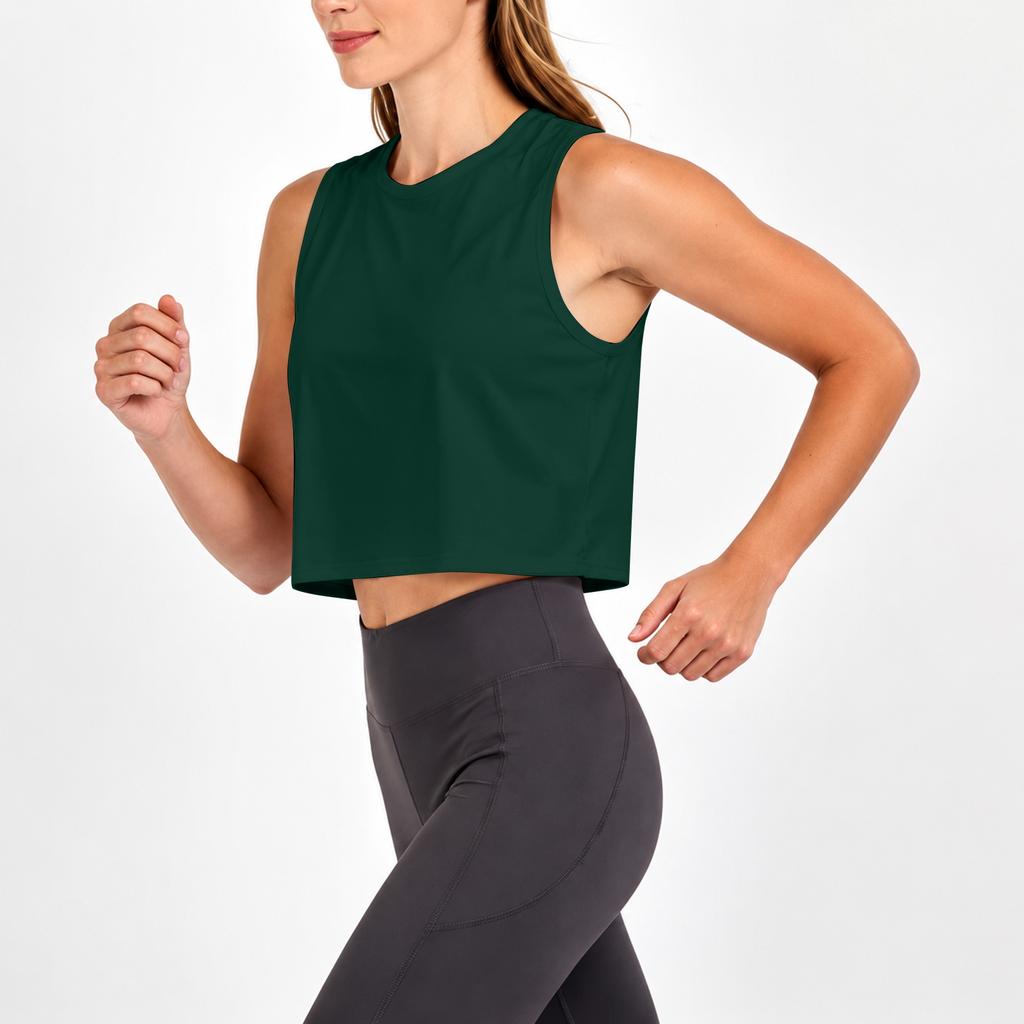 Damen ärmelloses Yoga Tanktop Cutout Rücken Workout Shirt Leicht Atmungsaktiv Laufen Fitness Freizeit Crop Top