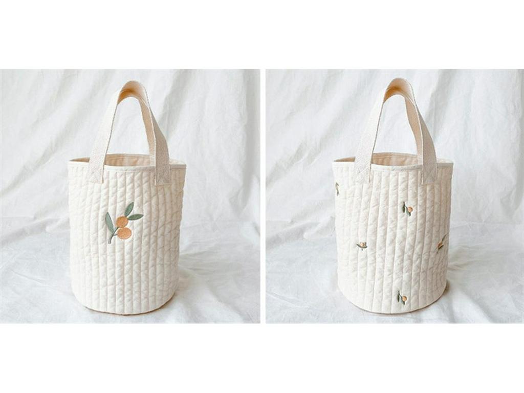 Korea 2024 Floral Embroidered Stroller & Diaper Bag - Cotton Storage for Outings