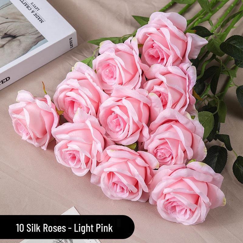 Silk Rose Bouquet: Artificial Flower Arrangement for Home Decor