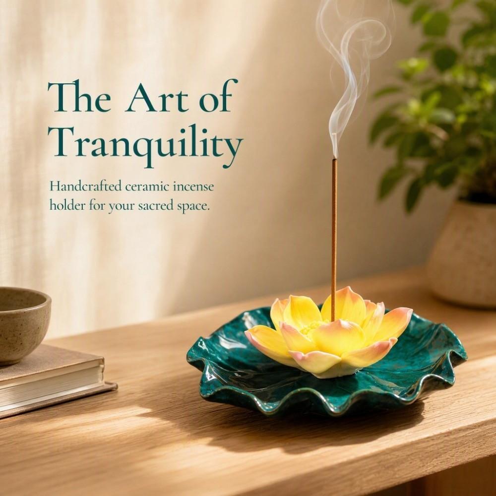 Schlafhilfe Lotus Tischräuchergefäß Keramik Lotus Räucherstäbchen Aromatherapie