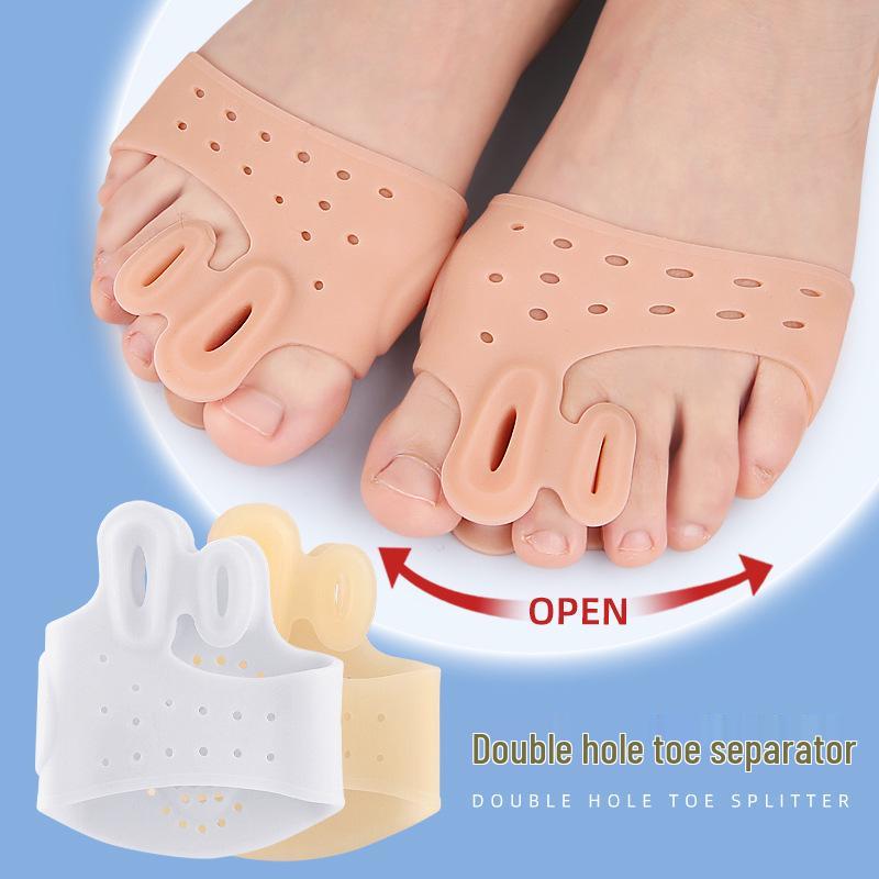 Double-Hole Bunion Toe Separator with Padded Arch & Forefoot Massaging Pad