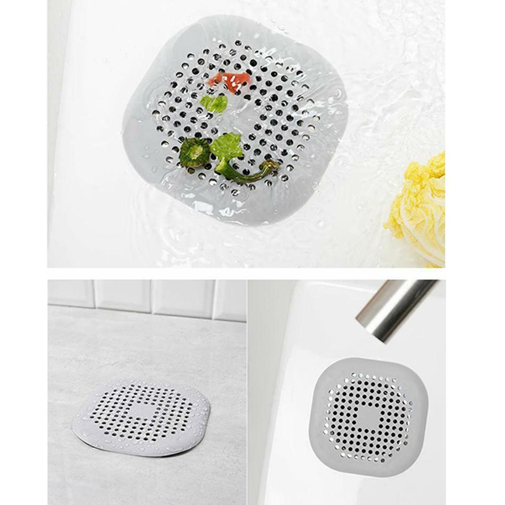 Sewer Floor Drain Net With Suction Cup Shower Drain Hair Cover Kitchen Bathroom Floor Drain PadGray