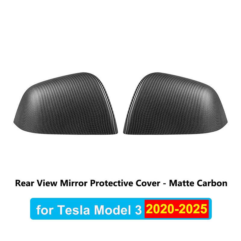 For Tesla Model 3 Highland 2025 Rear View Mirror Cover Carbon Fiber ABS Decorative Shell Exterior Accessories Side Door Rearview